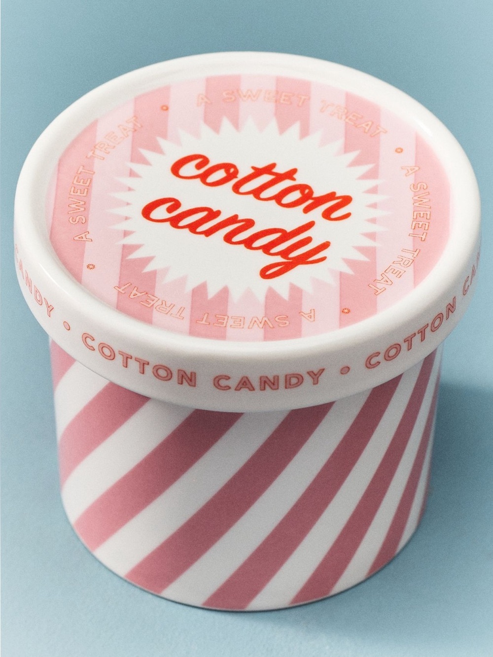 Anthropologie Ceramic Candle Ice Cream Gourmand Cotton Candy Pint New Pink